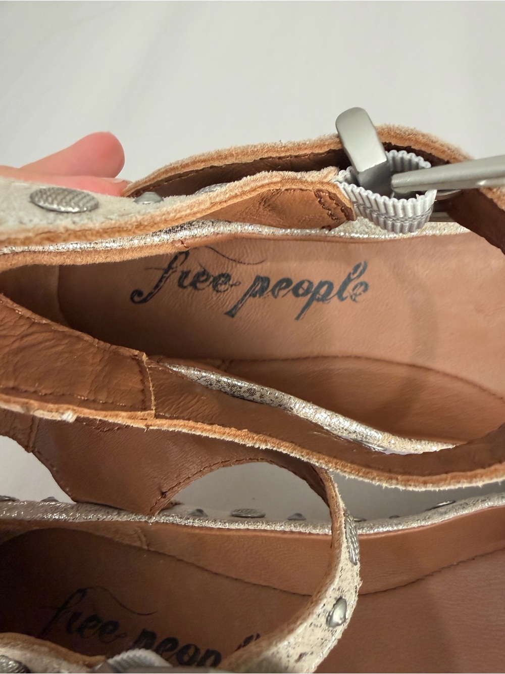 FREE PEOPLE Mystic Mary Jane Flats Champagne Studded Festival Size 38 - Picture 13 of 14